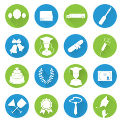 Graduation Celebrating Icon Vector Set