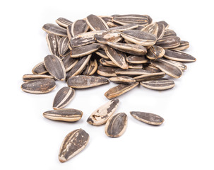 Close up of black sunflower seeds. 
