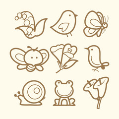 Doodle Line Art Spring Icons