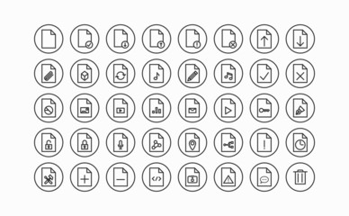 Dokumente und Dateien Thin Line Icon Set