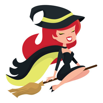 Cartoon Retro Happy Witch