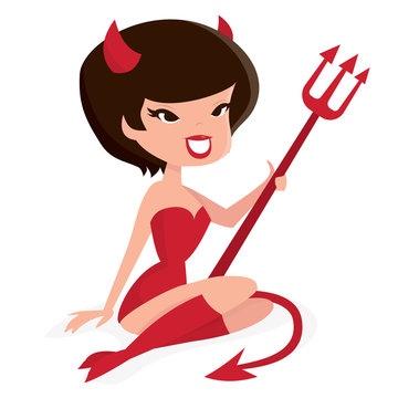 Cartoon Retro Devil Girl