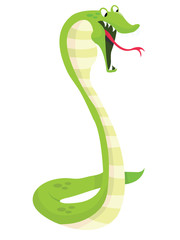 Cartoon Green Cobra Snake