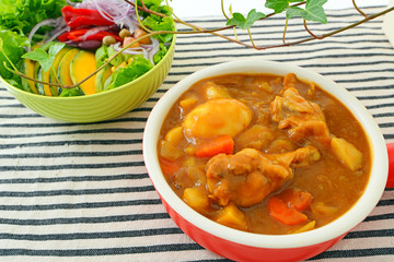 美味しそうなカレーとサラダ