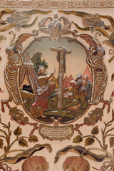 Detail of tomb of God exhibited on Good Friday, prepared to veneration at the Zagreb Cathedral in Zagreb, Croatia.