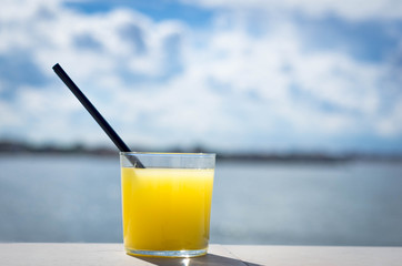 Close up of a drink of a beach party - lifestyle concept