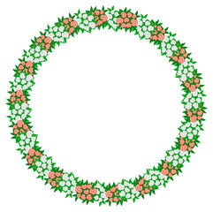 Vector round frame with roses bouquets