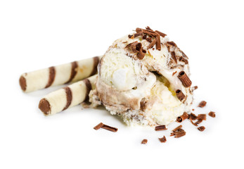 Scoops of ice cream with chocolate chips