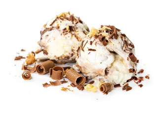 Scoops of ice cream with chocolate chips