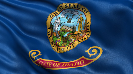 US state flag of Idaho waving in the wind
