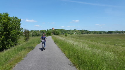 Radfahrerin im Nationalpark unteres Odertal