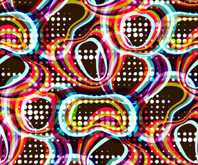 Abstract seamless pattern. Geometrical motifs, bright colors