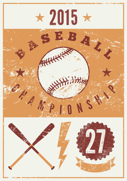 Baseball typographical vintage grunge style poster.
