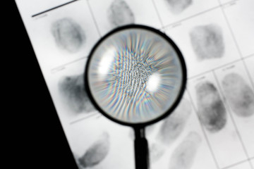 Fingerprint on police fingerprint card.