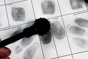 Fingerprint on police fingerprint card.
