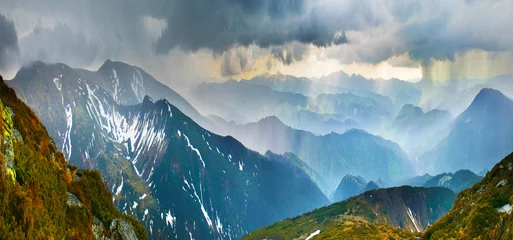 Foto op Canvas Downpour in mountains © denis_333