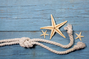 Fototapeta na wymiar Starfish and marine rope