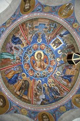 Fototapeta na wymiar Ceiling of the church, depicting the life of Jesus