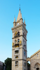 Fototapeta na wymiar Bell Tower and Astronmical Clock Duomo Messina Sicily, Italy 