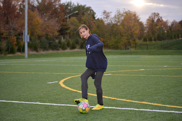 Soccer practice on turf field