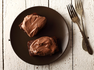 chocolate cake on a white wooden background
