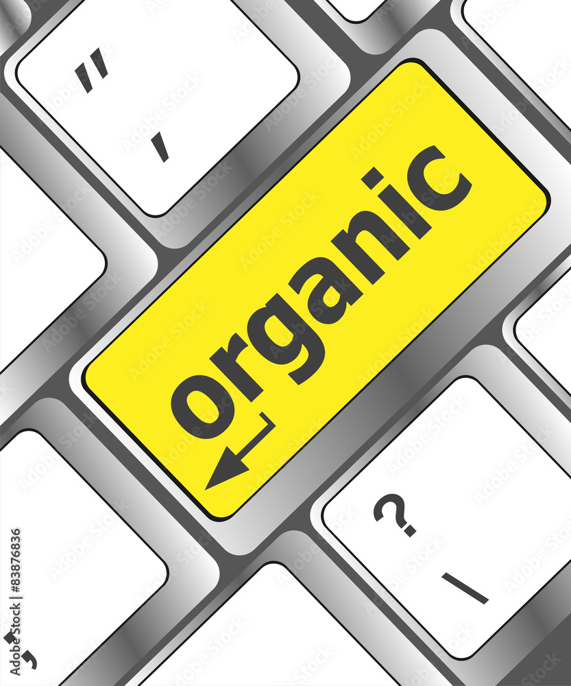 Poster vector organic word on computer keyboard button