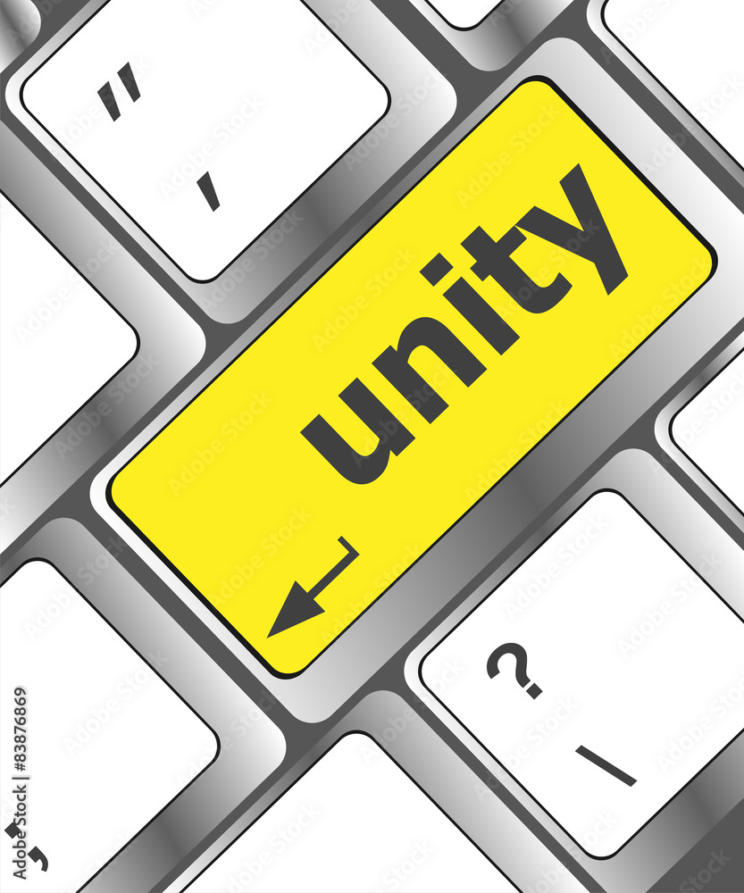 Poster unity word on computer keyboard pc key