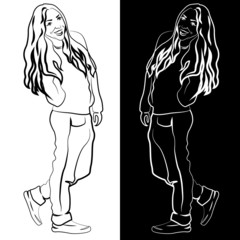 Set of black and white girls