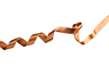 Brown ribbon on white background