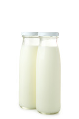 Bottles of milk isolated on white