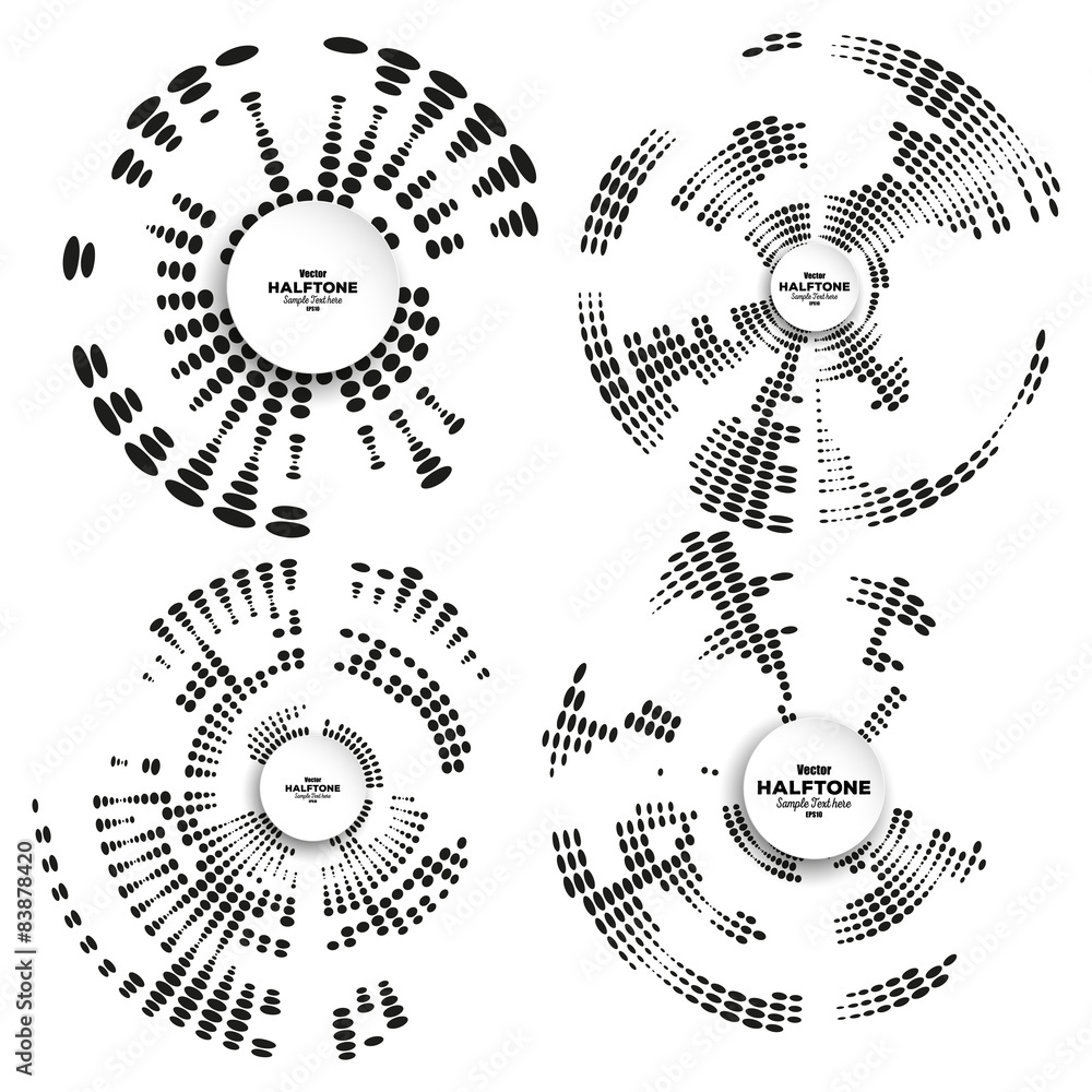 Poster set of circle halftone vector elements for your design