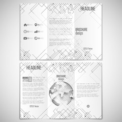 Vector set of tri-fold brochure design template on both sides
