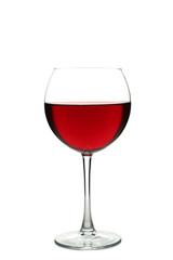 Red wine glass isolated on white