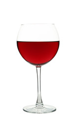 Red wine glass isolated on white