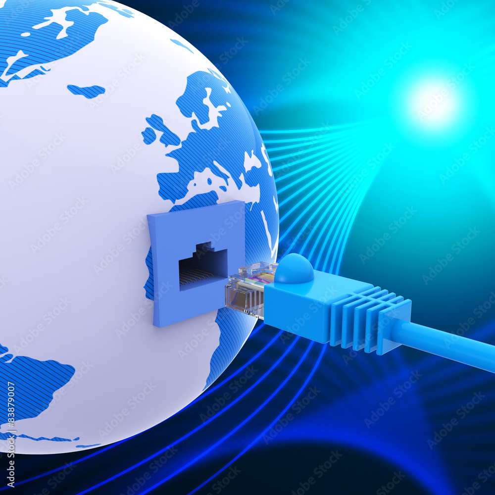 Poster worldwide connection represents lan network and computer