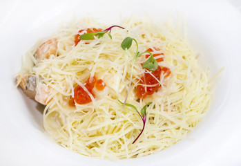 spaghetti with caviar