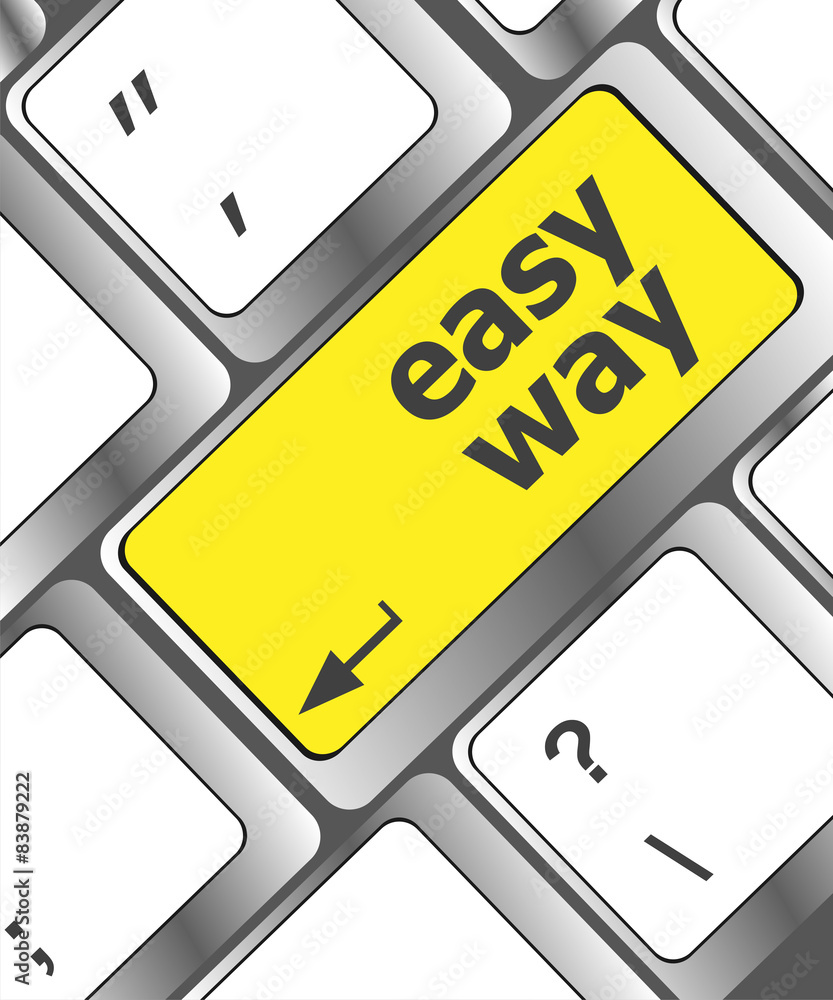 Poster easy way green button on the keyboard close-up