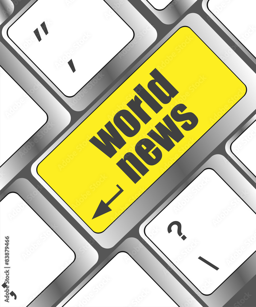 Poster words world news on computer keyboard key