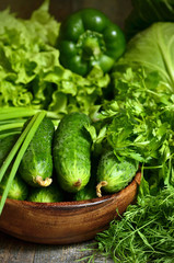 Bowl of fresh organic cucumber.