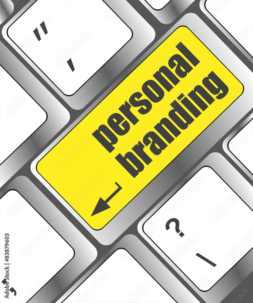 Aufkleber personal branding on computer keyboard key button