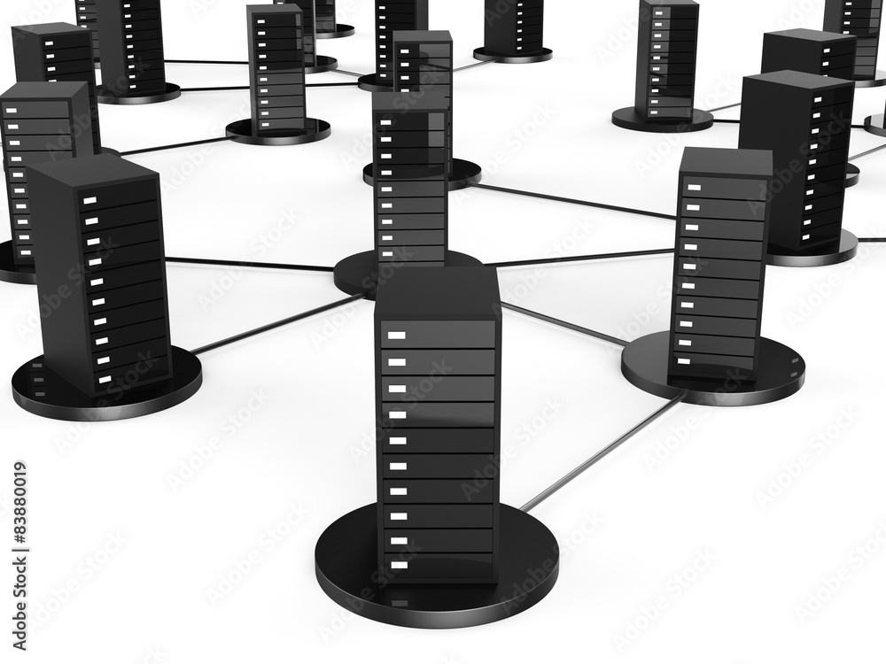 Poster network computer storage indicates communications and computing