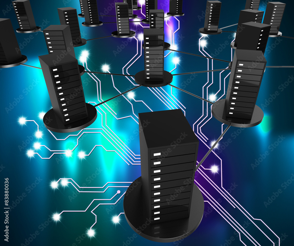 Poster network computer storage shows web online and digital