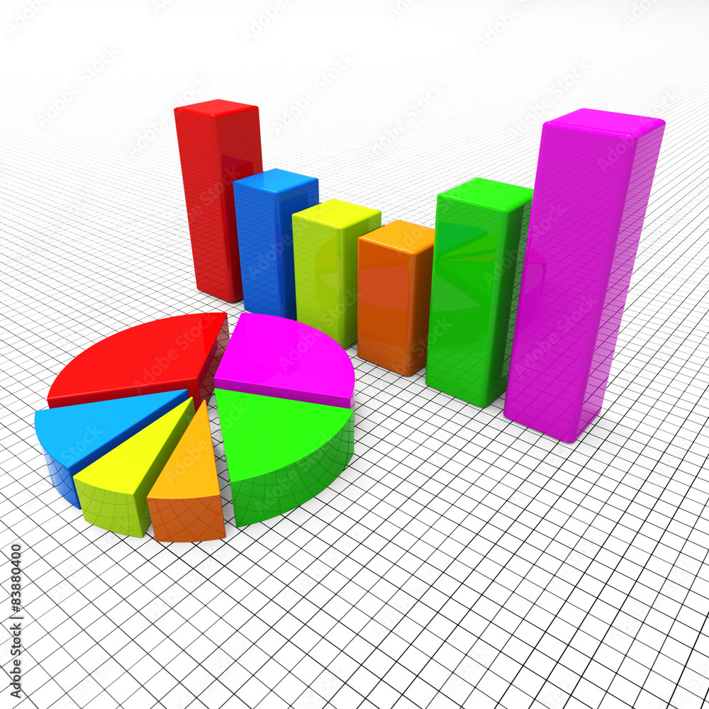 Poster pie chart shows business graph and charting