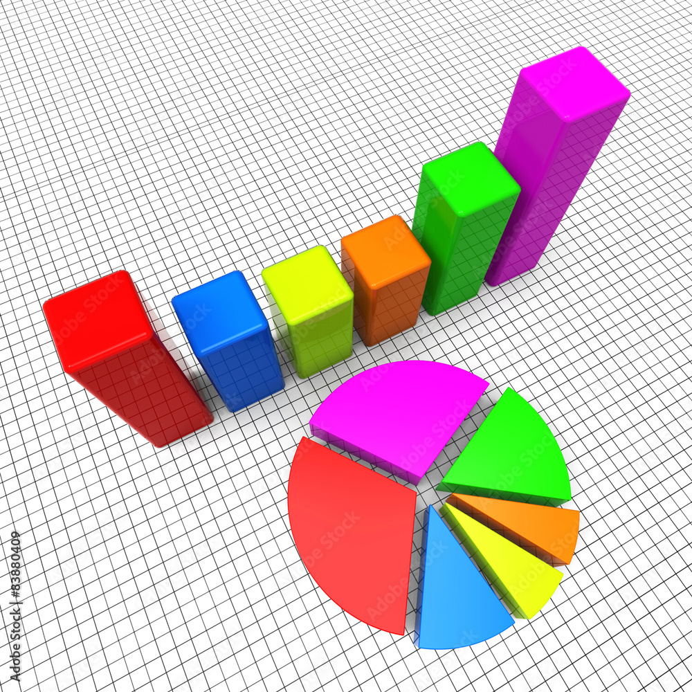 Aufkleber pie chart shows business graph and charting