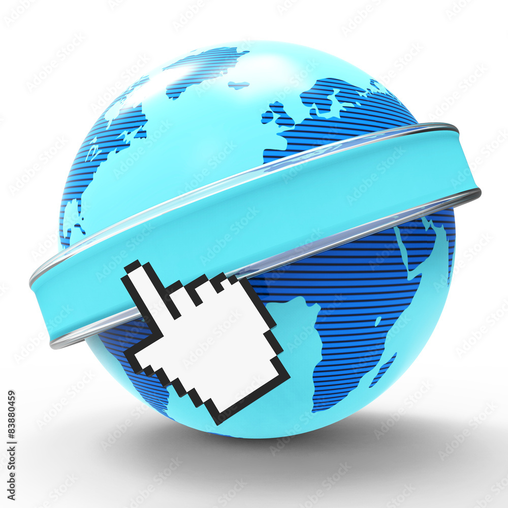 Poster global internet indicates world wide web and copy-space