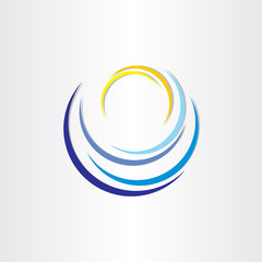 water wave with sun tourism icon