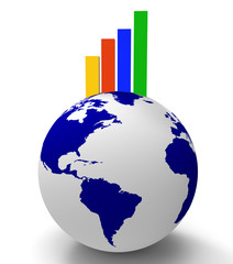 Increase Graph Worldwide Shows Infochart Globalization And Grow