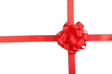 Red bow on white background