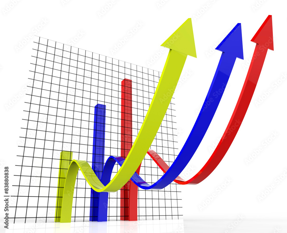 Poster increasing graph indicates growing upward and forecast