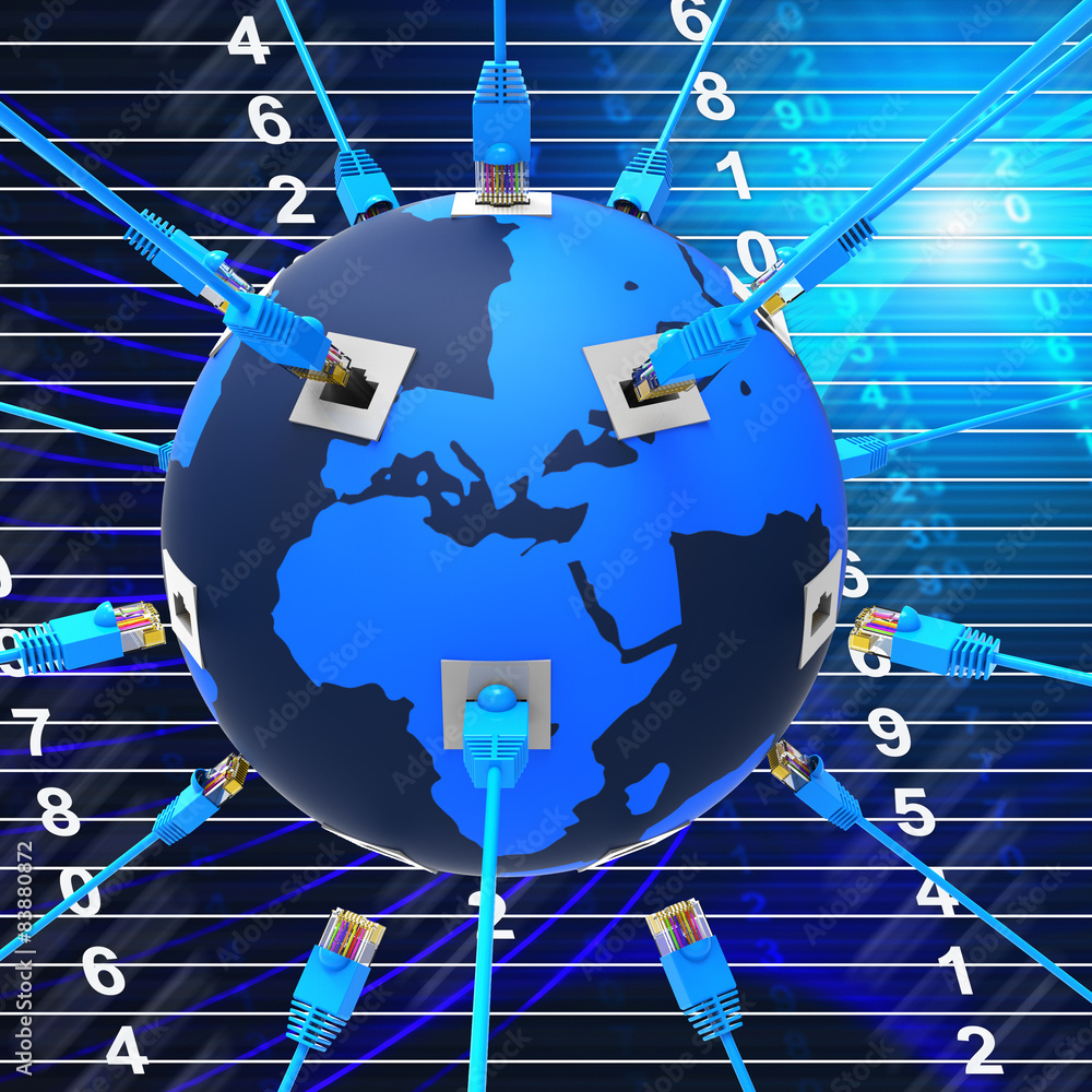 Poster worldwide network indicates global communications and web